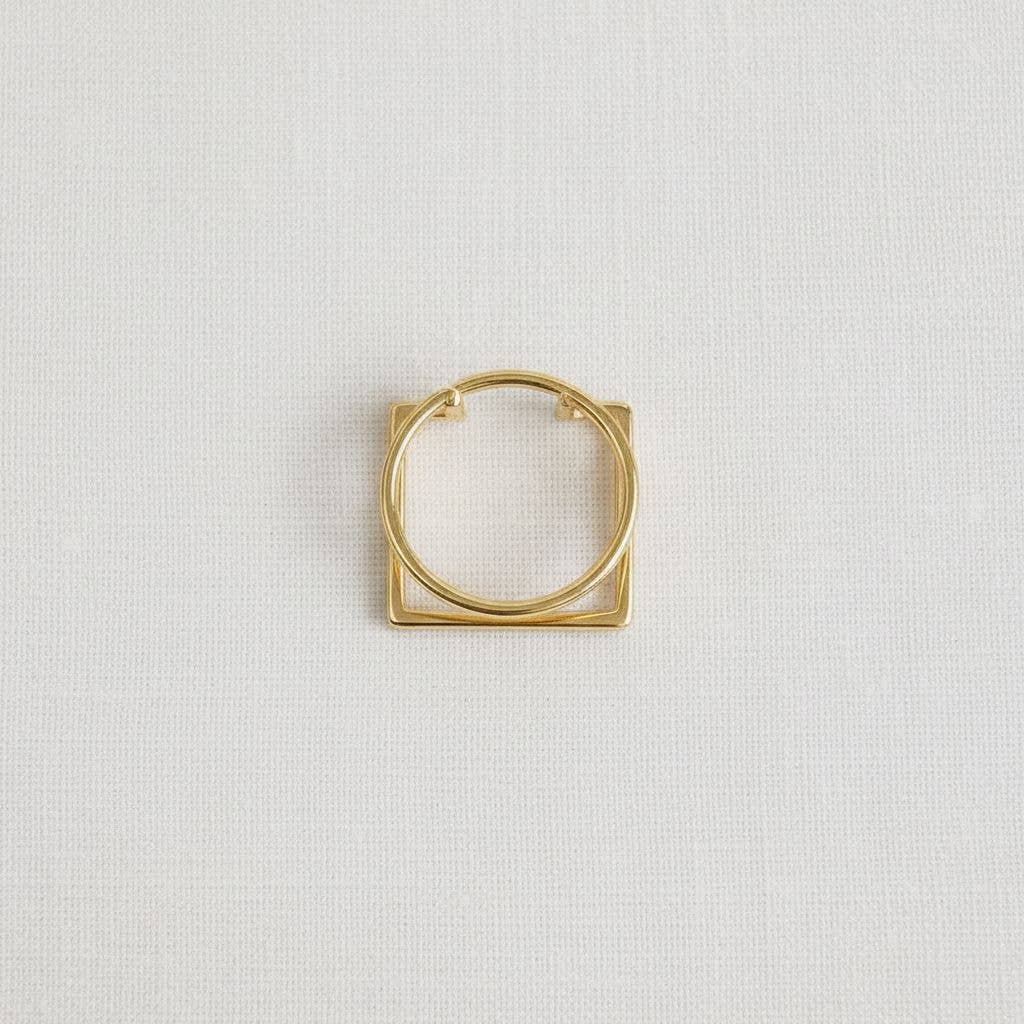 Geometric Gold Plated Adjustable Ring