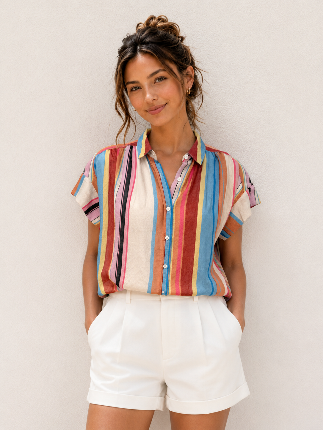 Barcelona Tencel Blend Button-Up Blouse