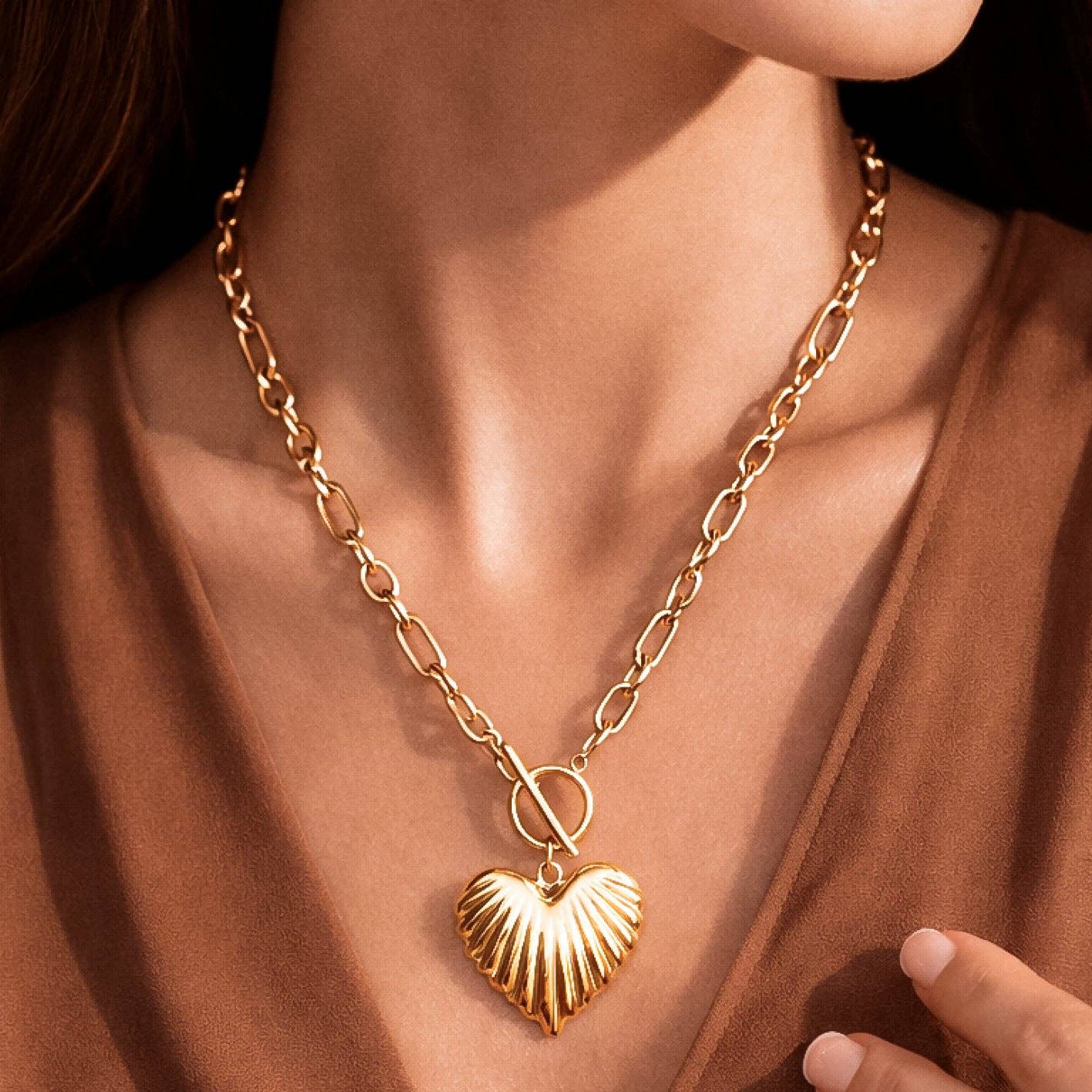 18K Gold Plated Heart Chain Necklace