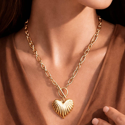18K Gold Plated Heart Chain Necklace