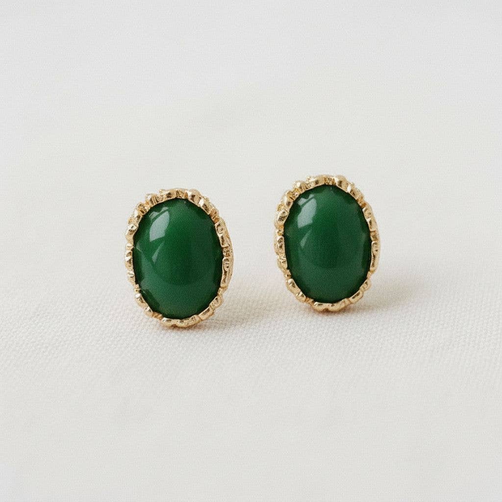 Dramatic Oval Gemstone Drop Earrings