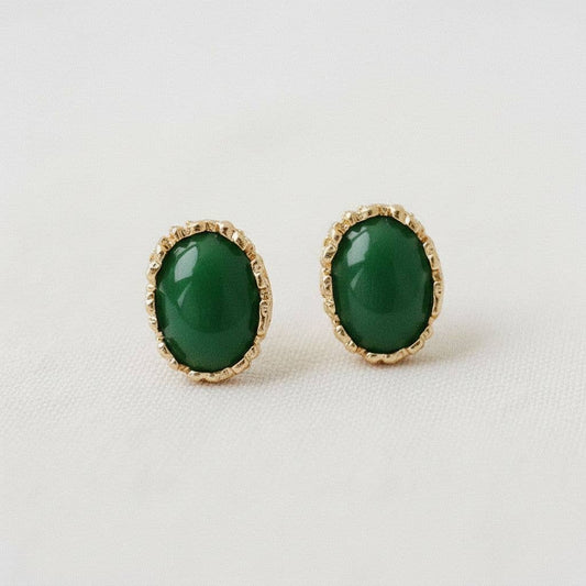 Dramatic Oval Gemstone Drop Earrings