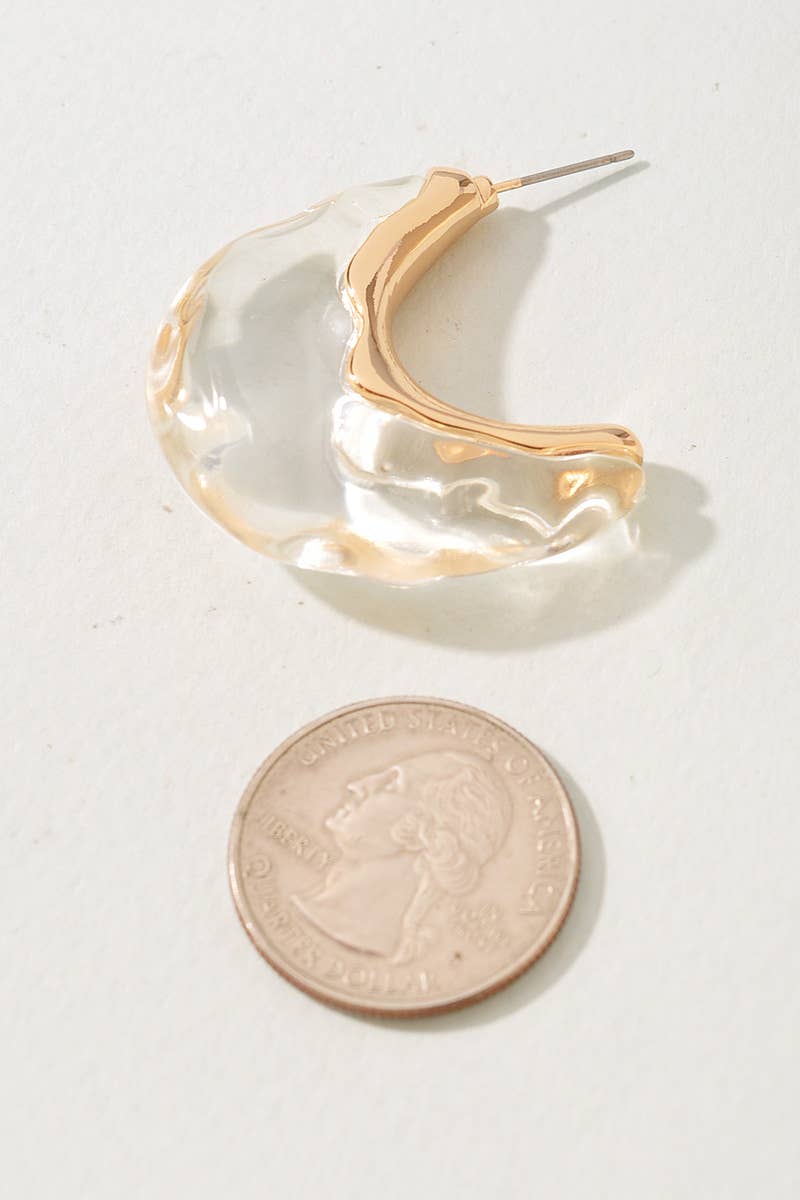 Abstract Clear Resin Hoop Earrings