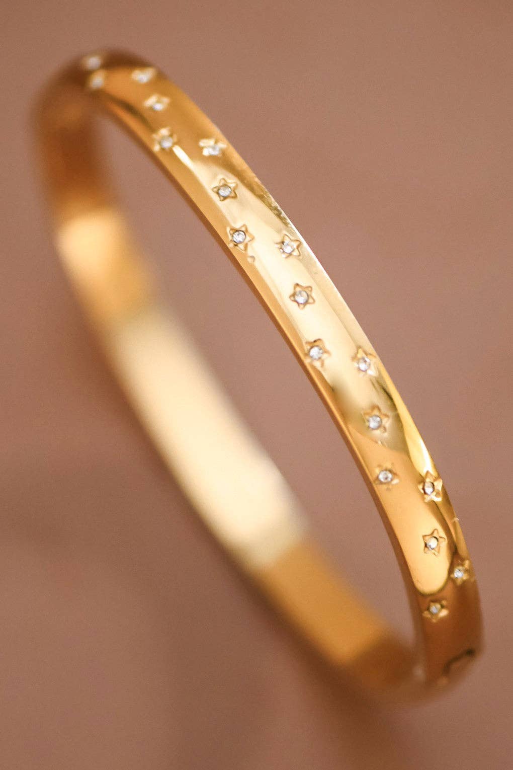 18K Gold Plated Rhinestone Dot Bangle