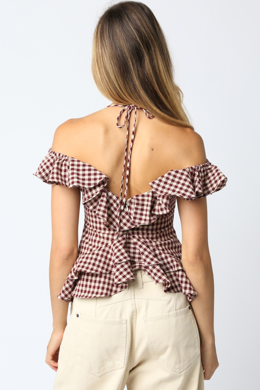 Polly Checkered Ruffle Top