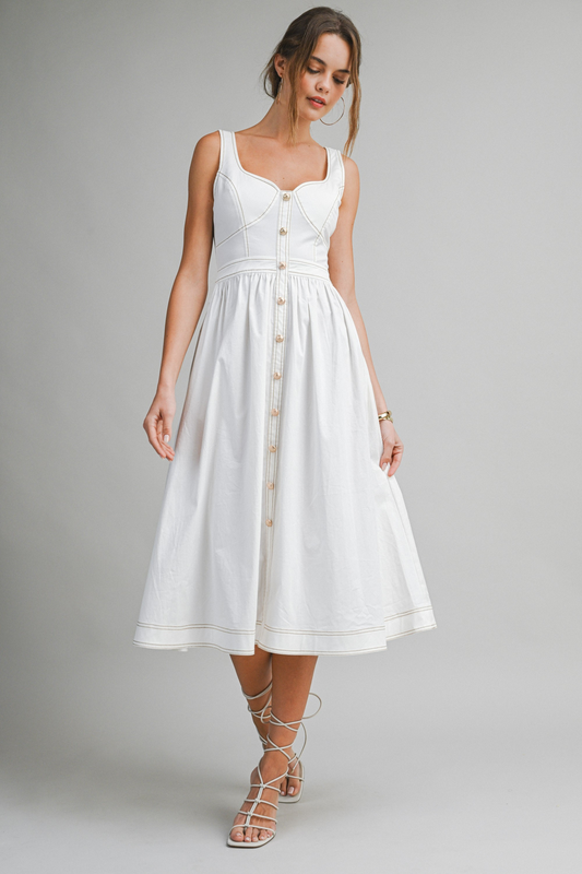 Cecille Button Midi Dress