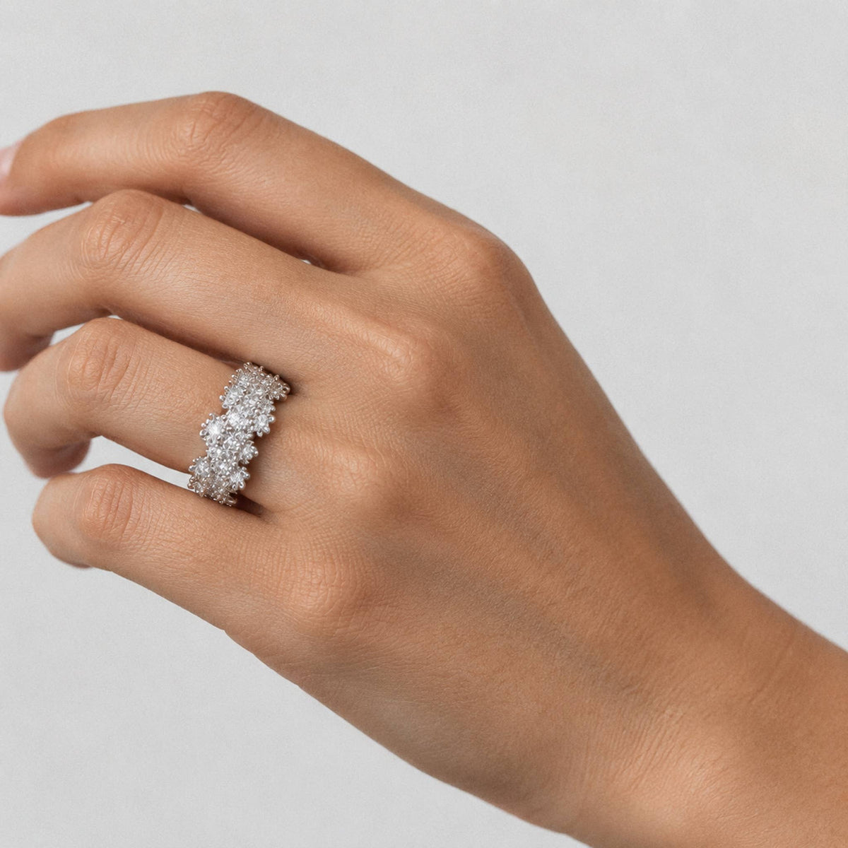 Floral Cluster Cubic Zirconia Adjustable Ring