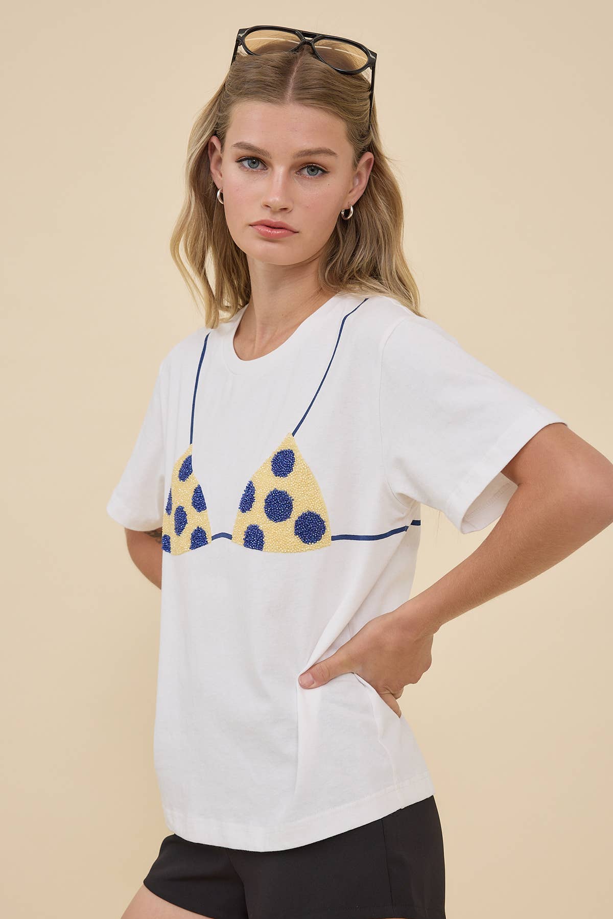 Caviar Bead Polka Dot Bra Graphic Tee
