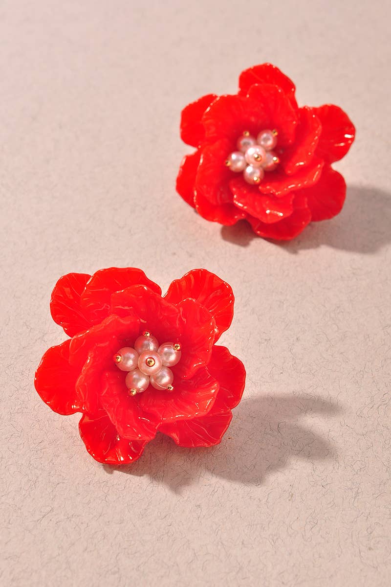 3D Floral Acrylic Stud Earrings