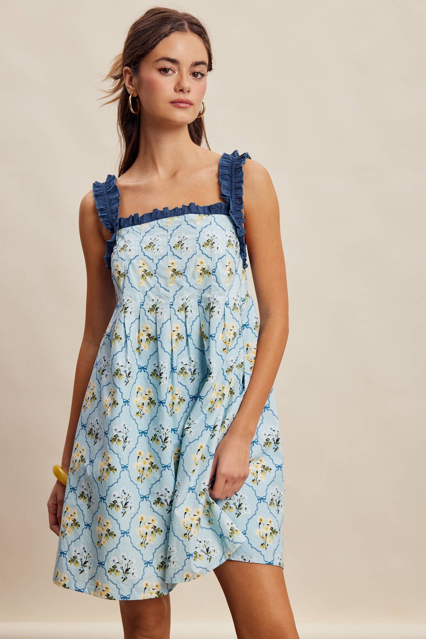 Mika Floral Ruffle Strap Mini Dress