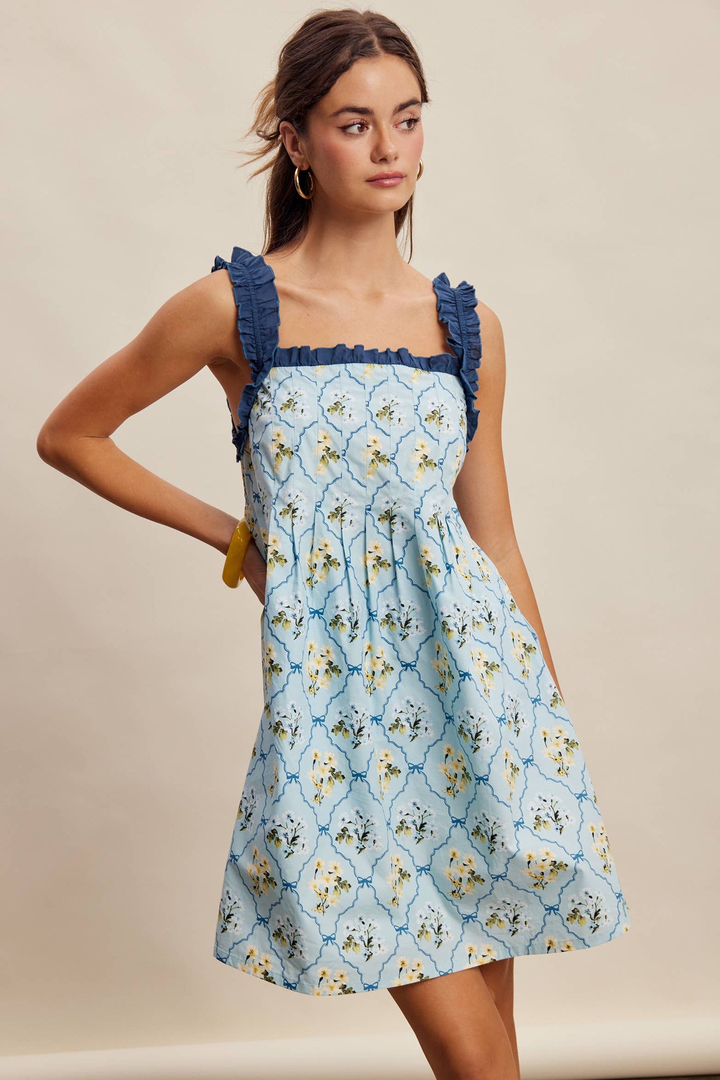Mika Floral Ruffle Strap Mini Dress