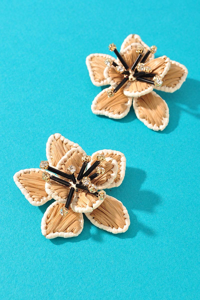 Raffia Flower Earrings