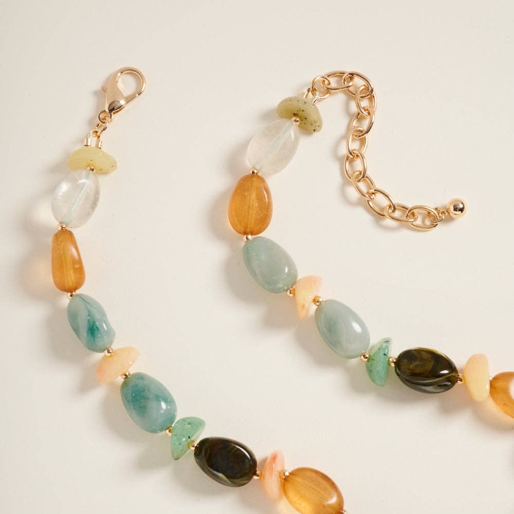 Natural Marbled Ombre Beaded Necklace