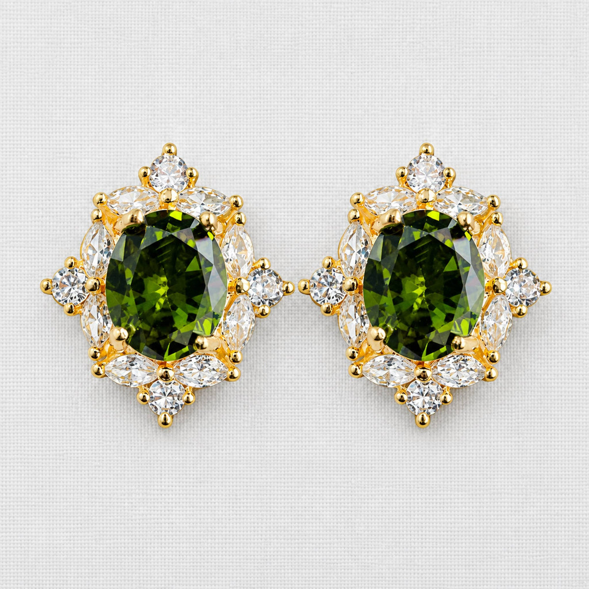 Green Zirconia and Gemstone Earrings