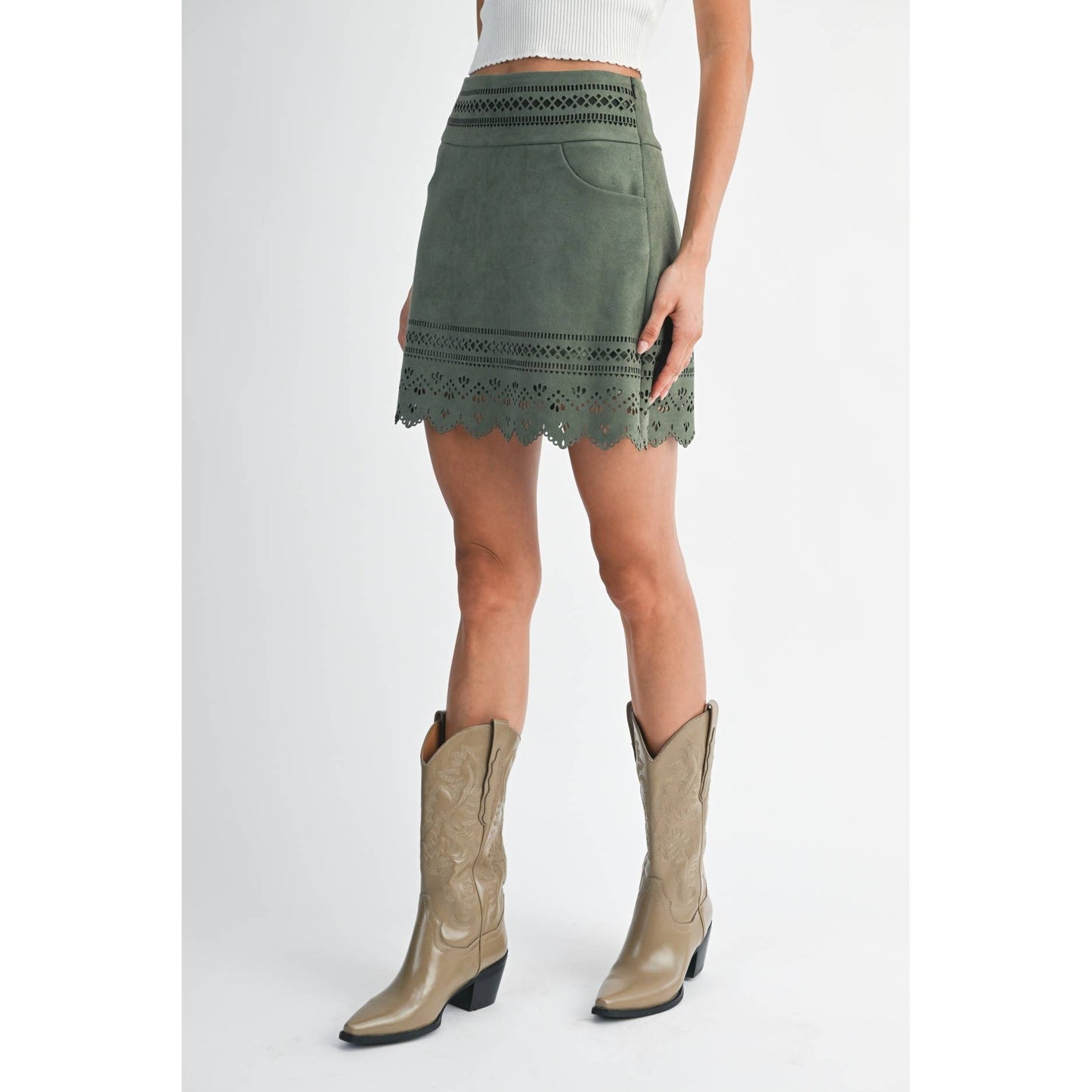 Seville Laser Cut Mini Skirt