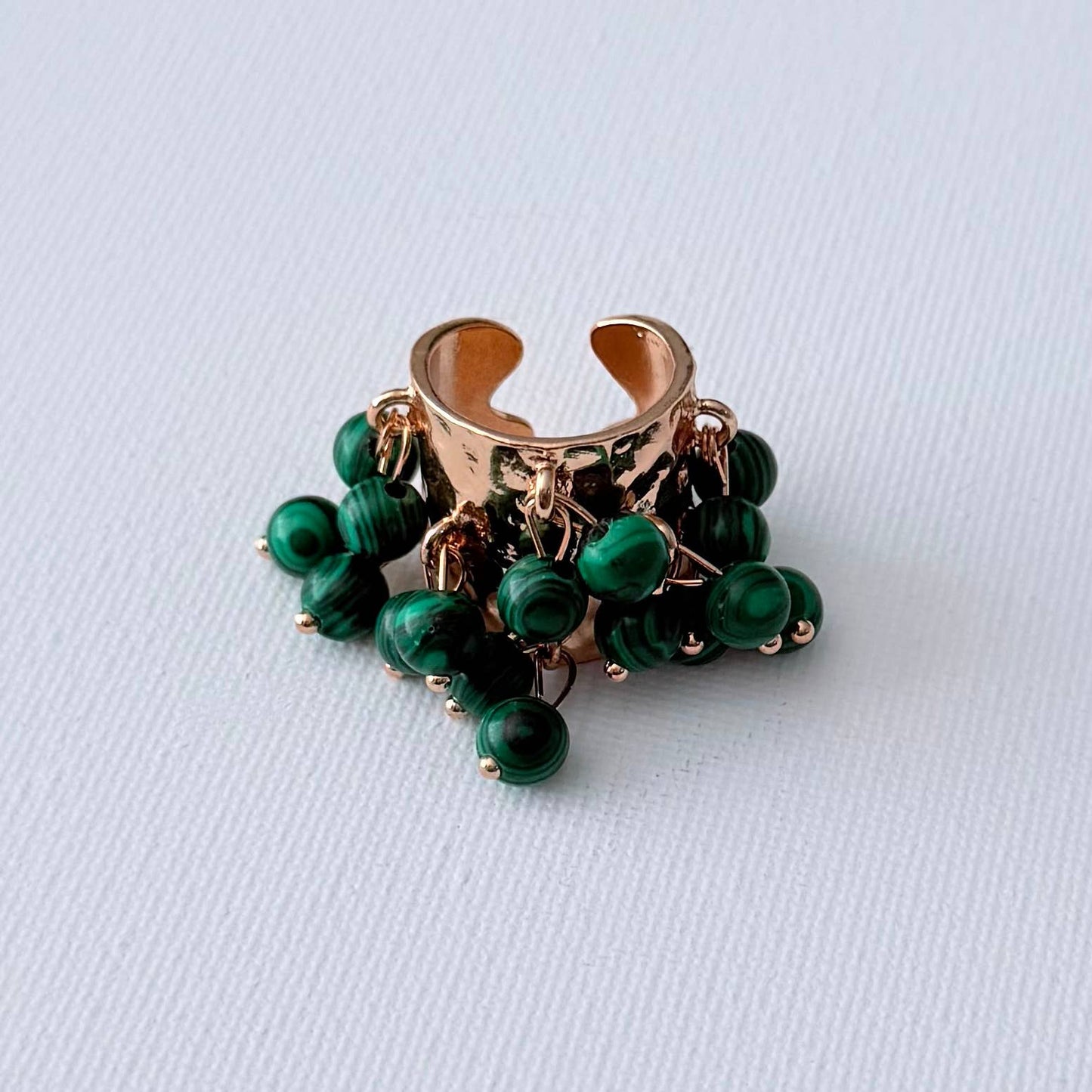 Gold Charm Ring Green Stone