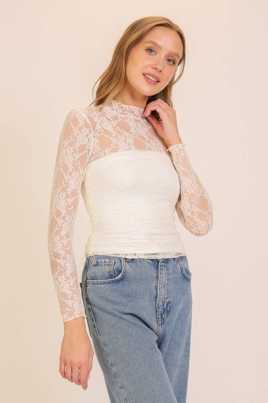 Lace Up High Neck Top