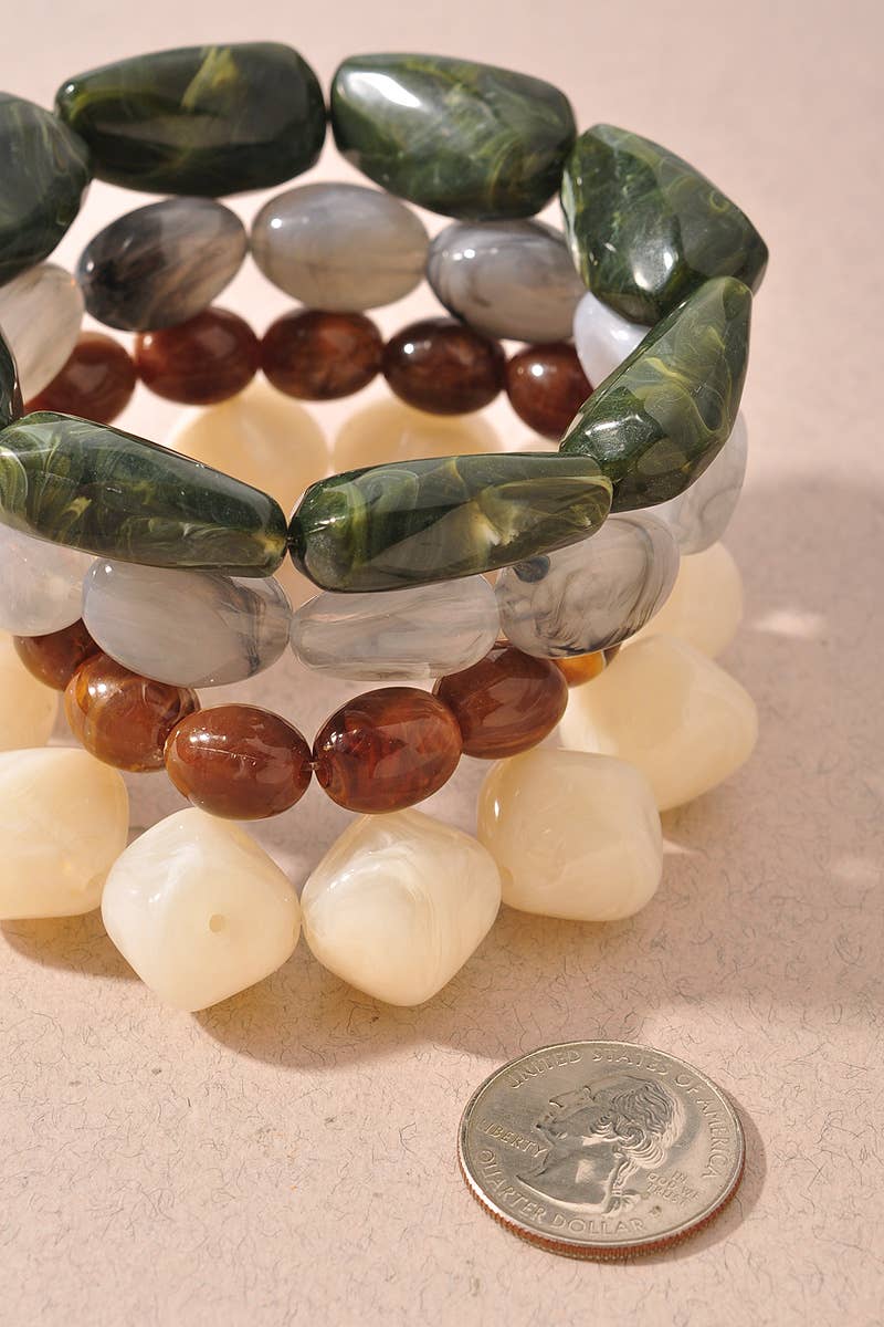 Marbled Resin Stretch Bracelet Set
