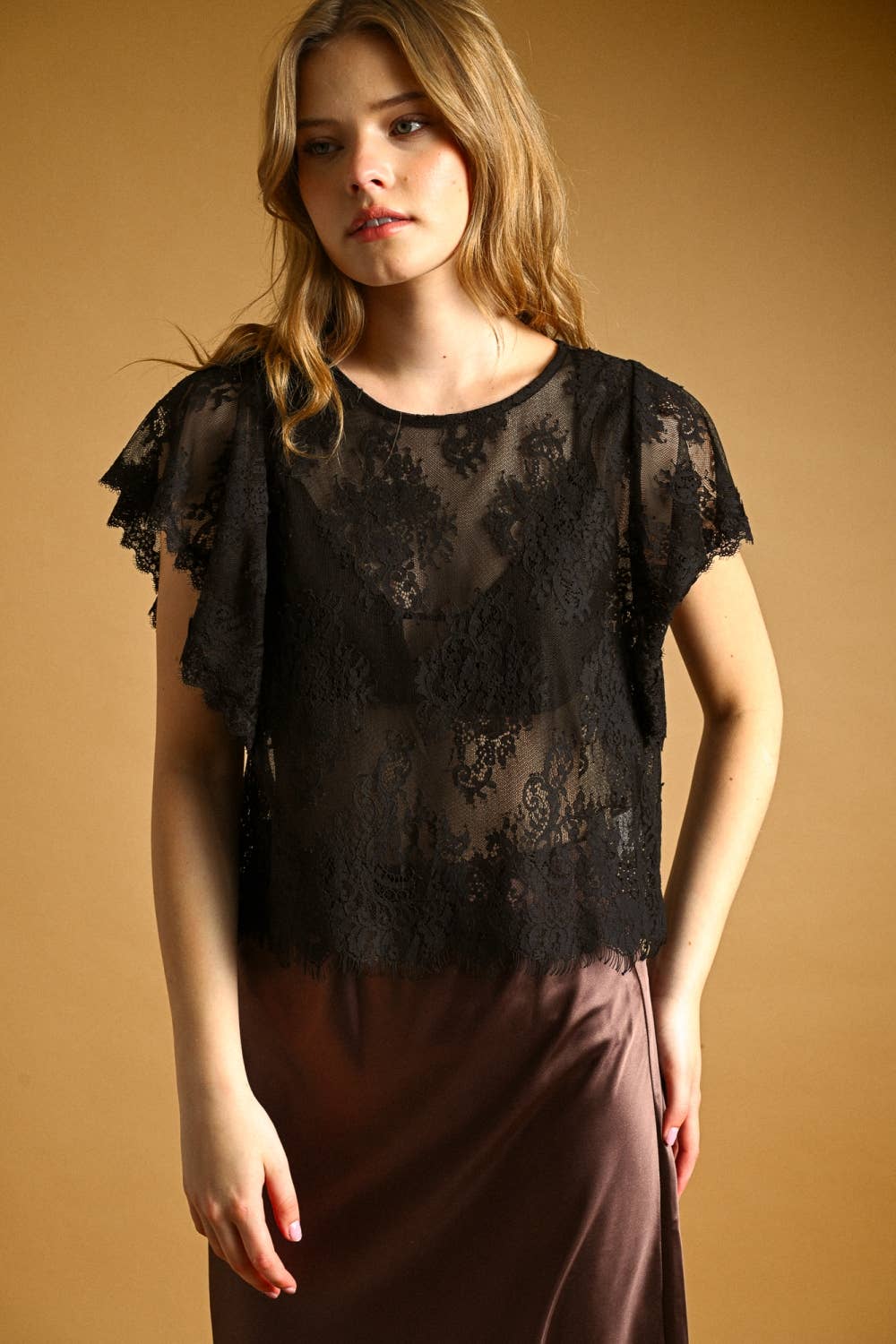 Brigette Scalloped Lace Top