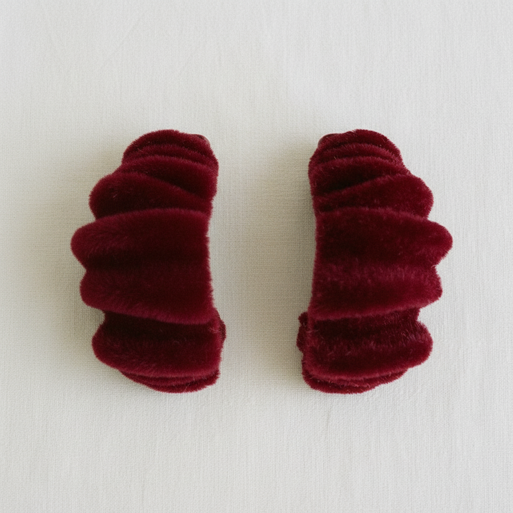 Geometric Pleated Flocked Hoop Earrings