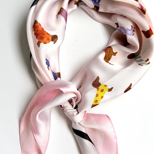 Scarf | Dachshund Print | Pink