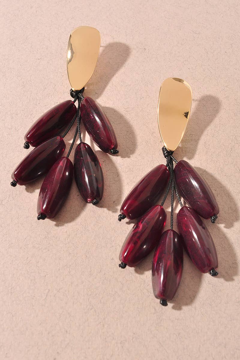 Resin Bead Cluster Dangle Earrings