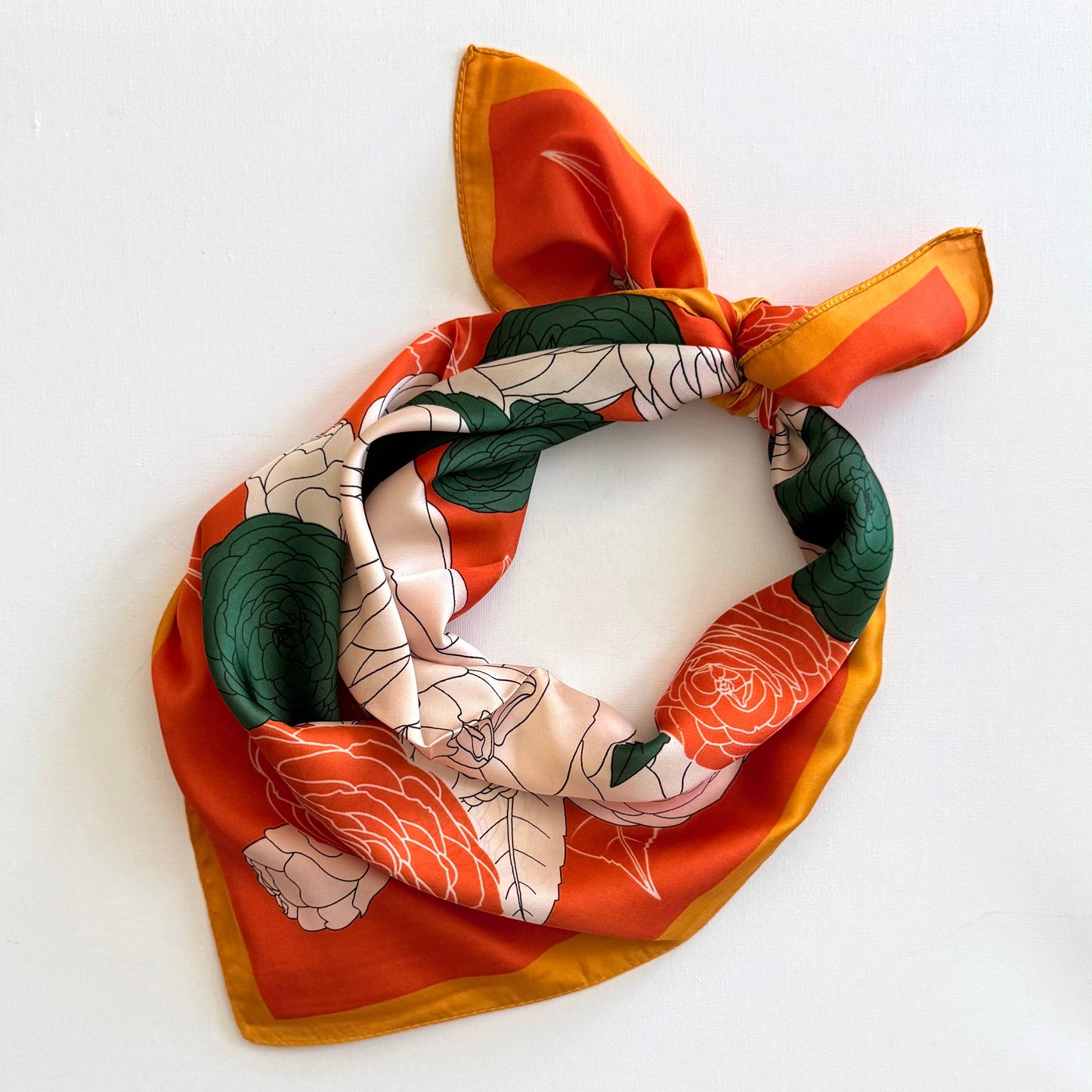 Neck Scarf | Peony Flowers | Orange