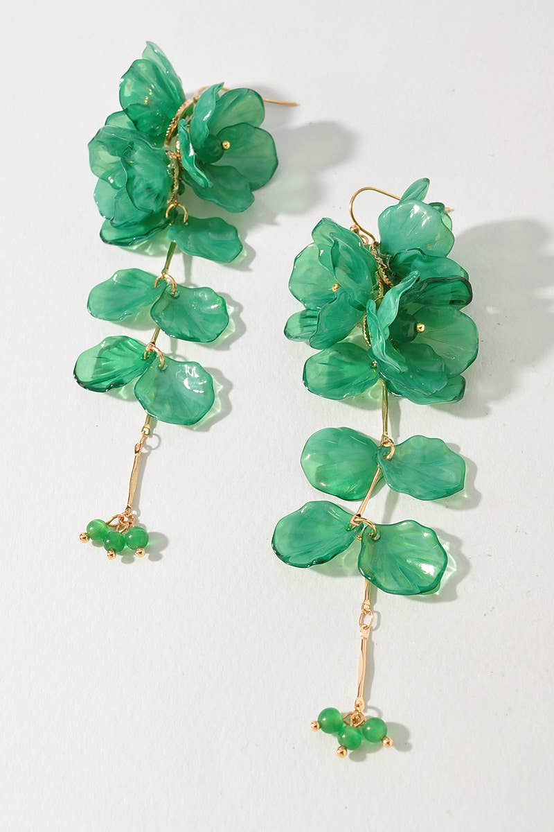 TRANSLUCENT FLOWER CLUSTER DROP EARRINGS