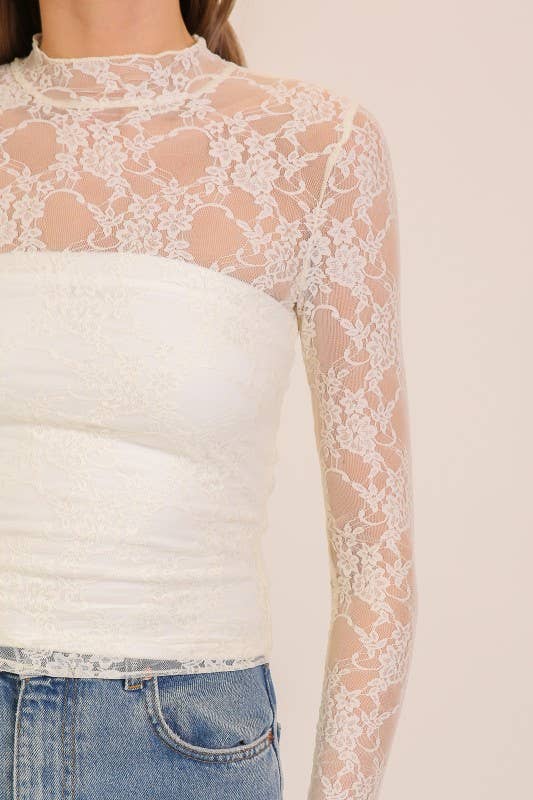 Lace Up High Neck Top