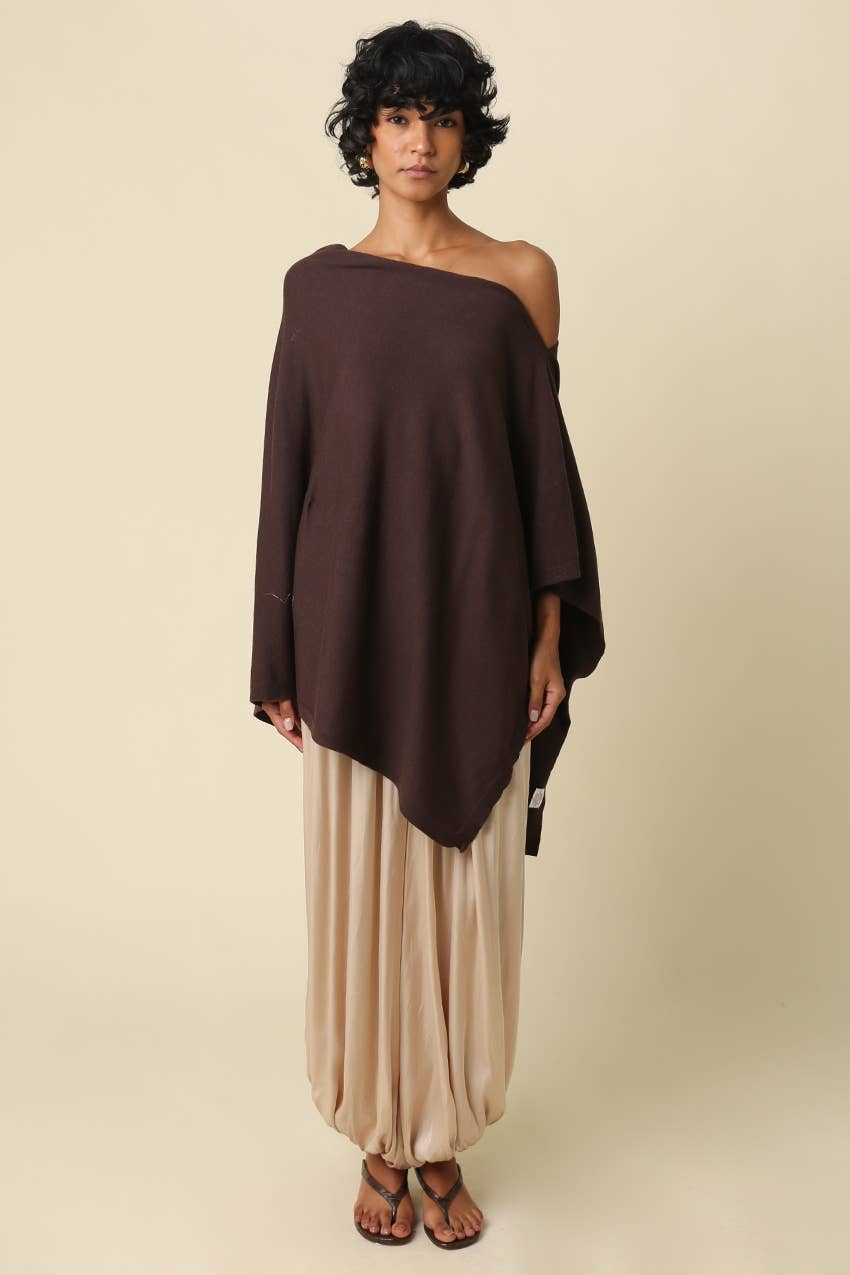 Claire Asymmetrical Knit Poncho