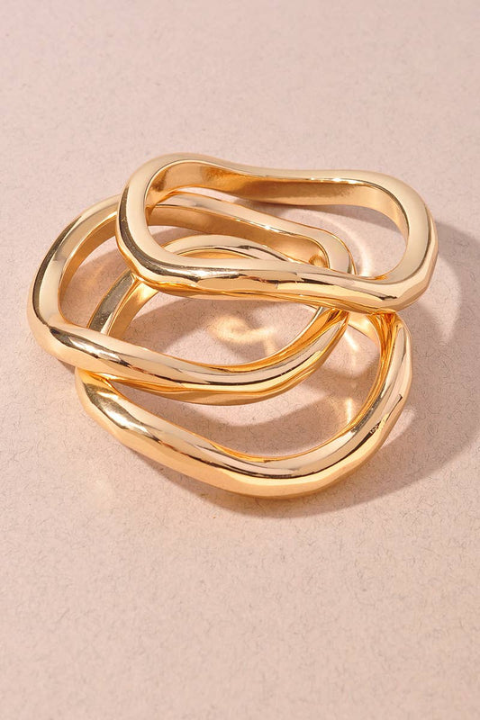 Organic Shape Interlocking Ring Bracelet Set