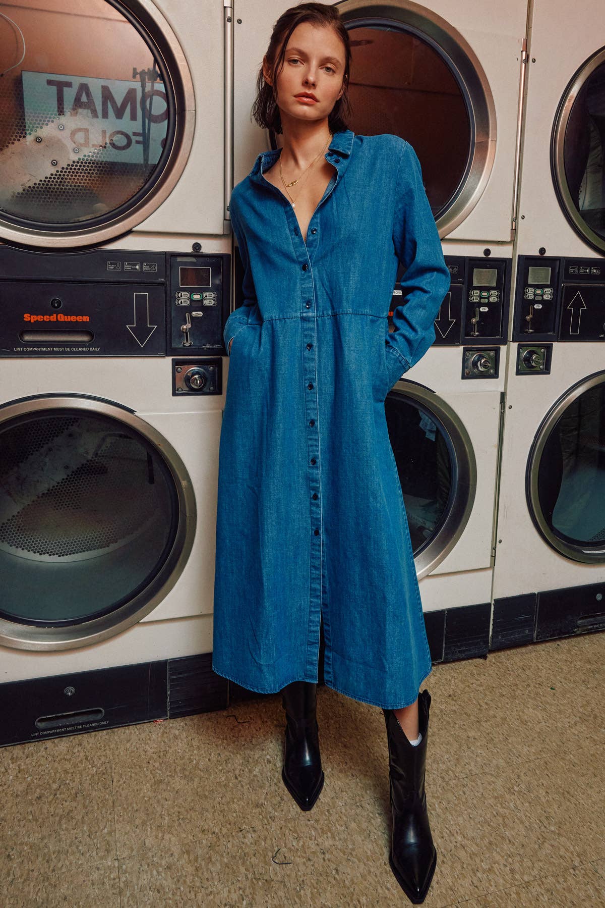 Malta Denim Shirt Midi Dress