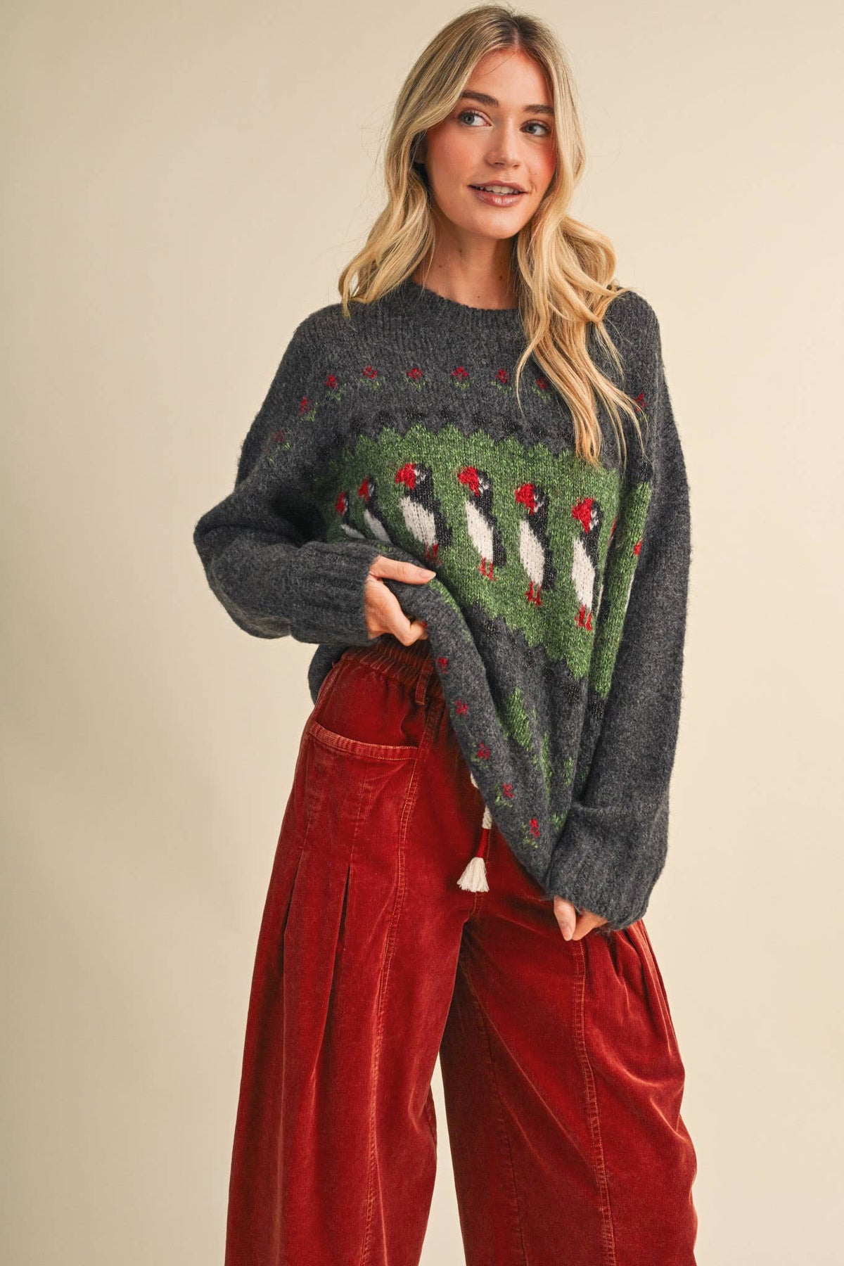 Holiday Puffin Sweater