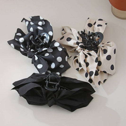 Polka Dot Bow Claw Clip