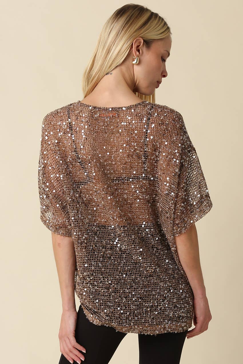 Rena Sequin Mesh Top