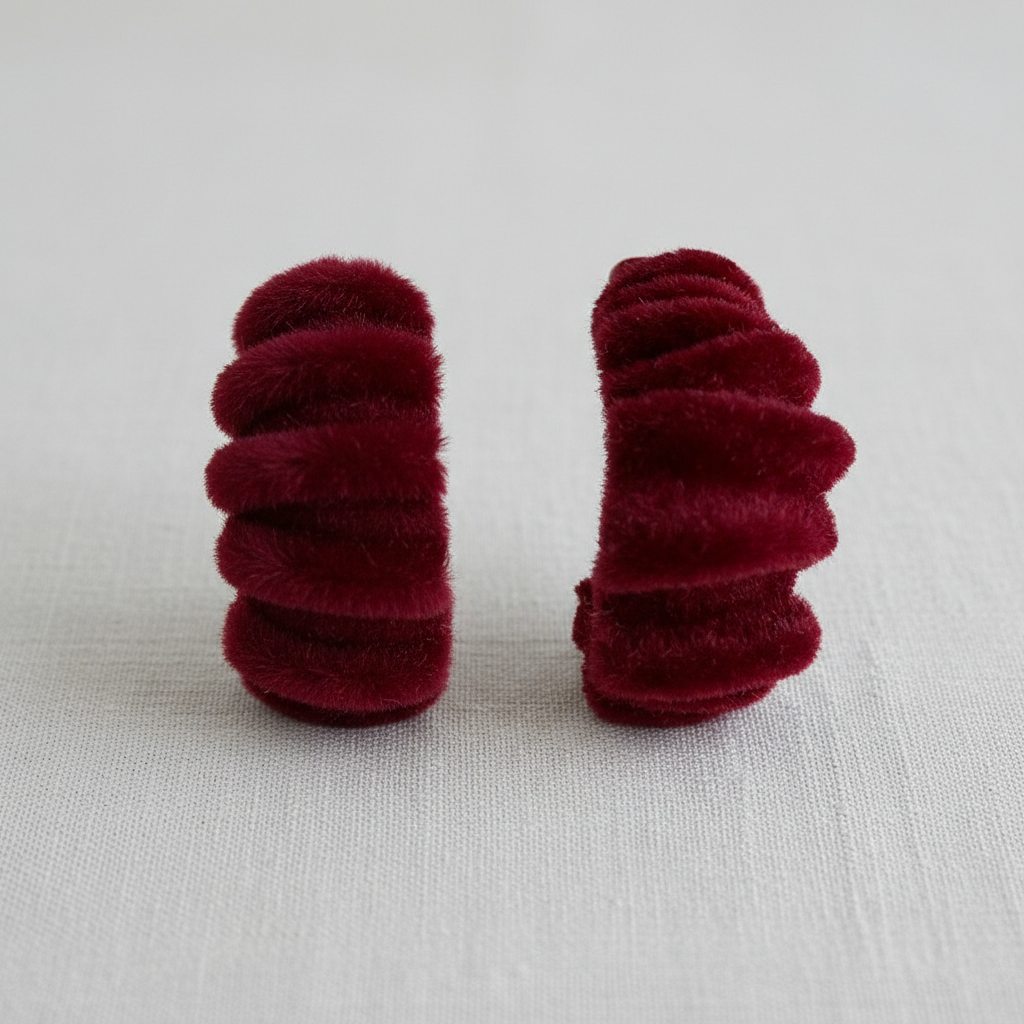 Geometric Pleated Flocked Hoop Earrings