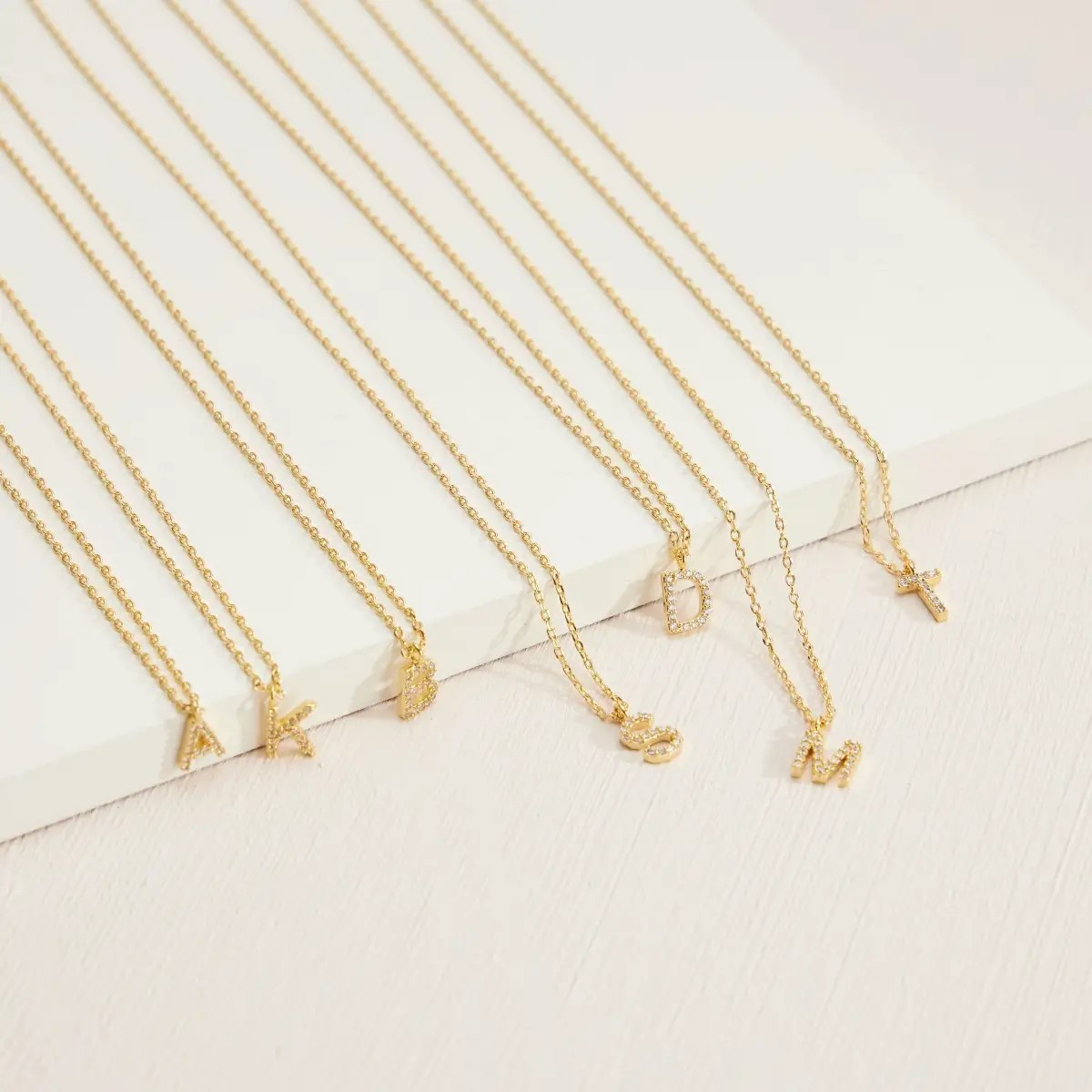 Cubic Zirconia Rhinestone Initial Necklace