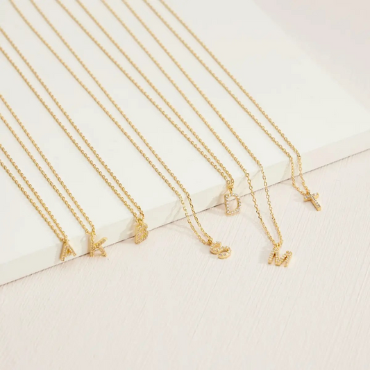 Cubic Zirconia Rhinestone Initial Necklace