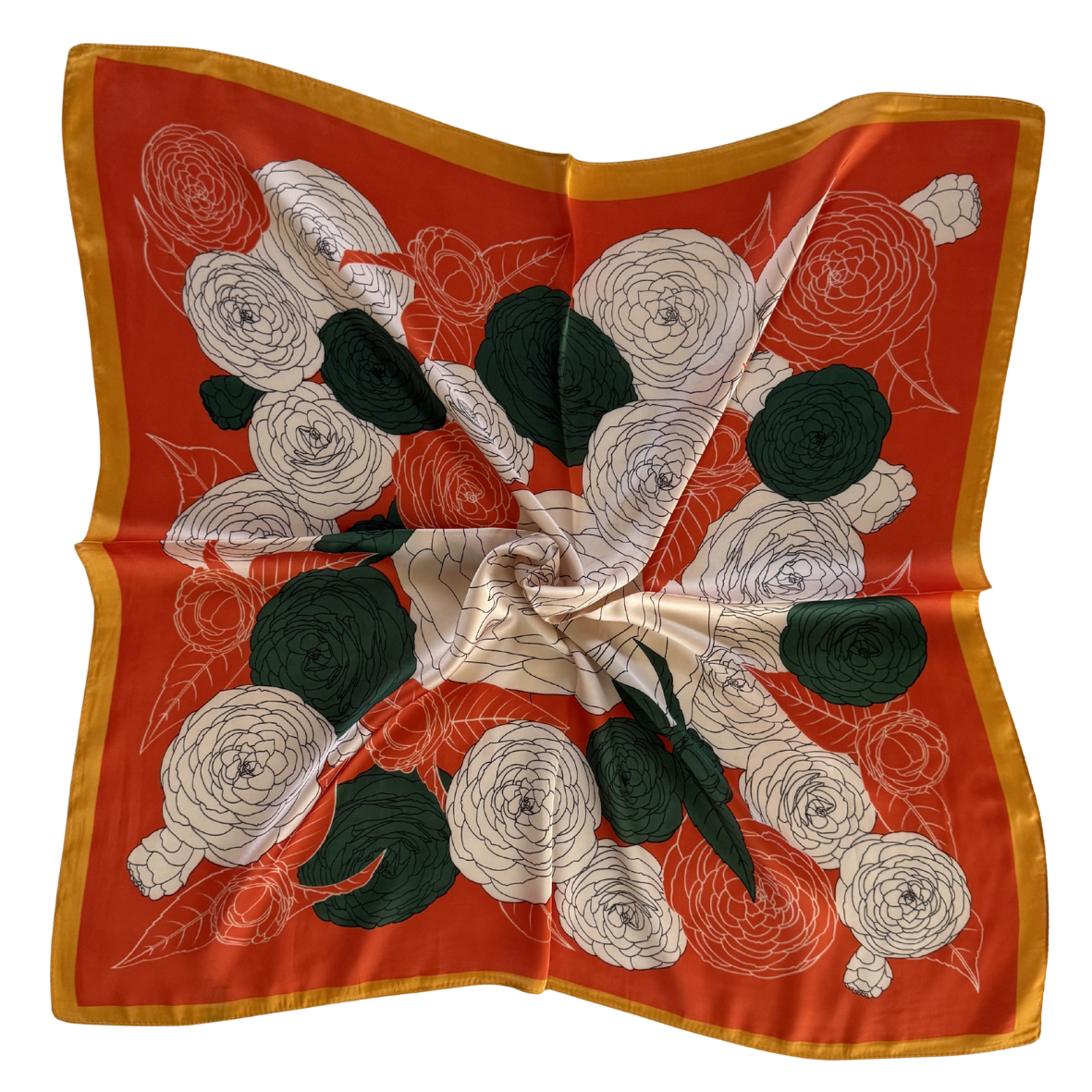 Neck Scarf | Peony Flowers | Orange