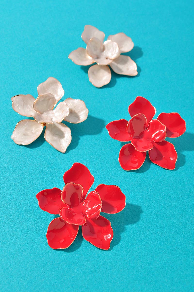 Blooming Enamel Flower Stud Earrings