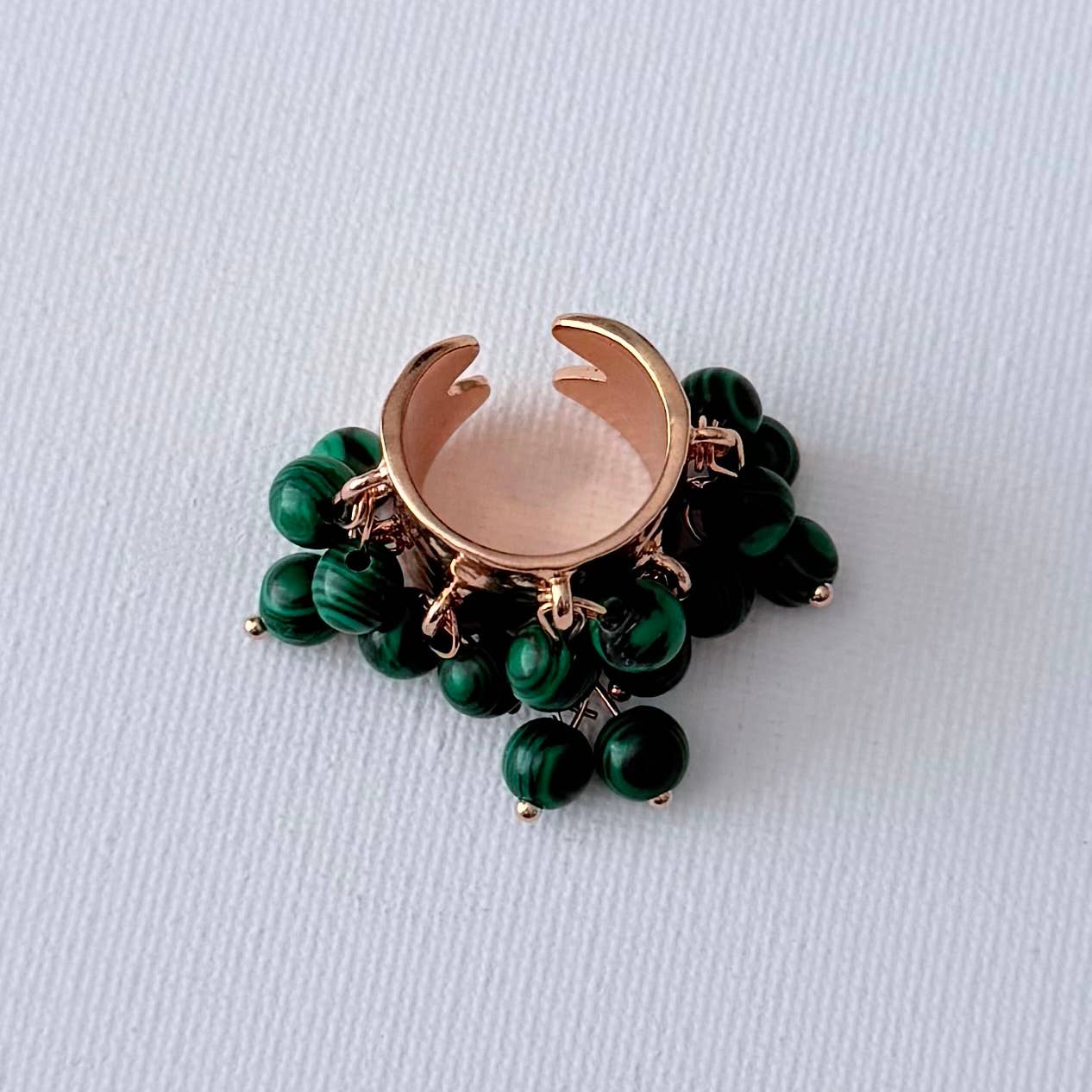 Gold Charm Ring Green Stone