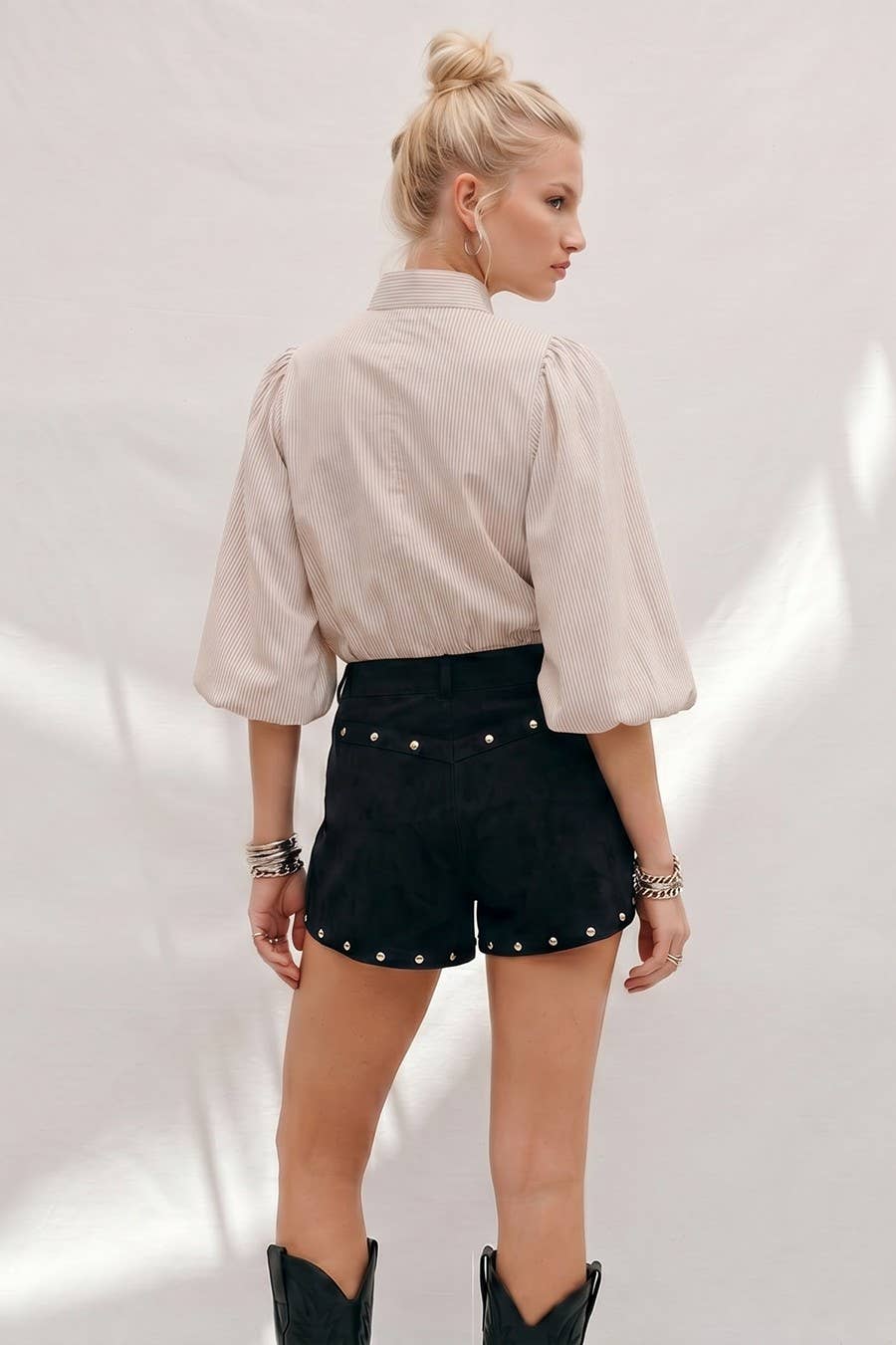 Antonia Striped Bow Blouse
