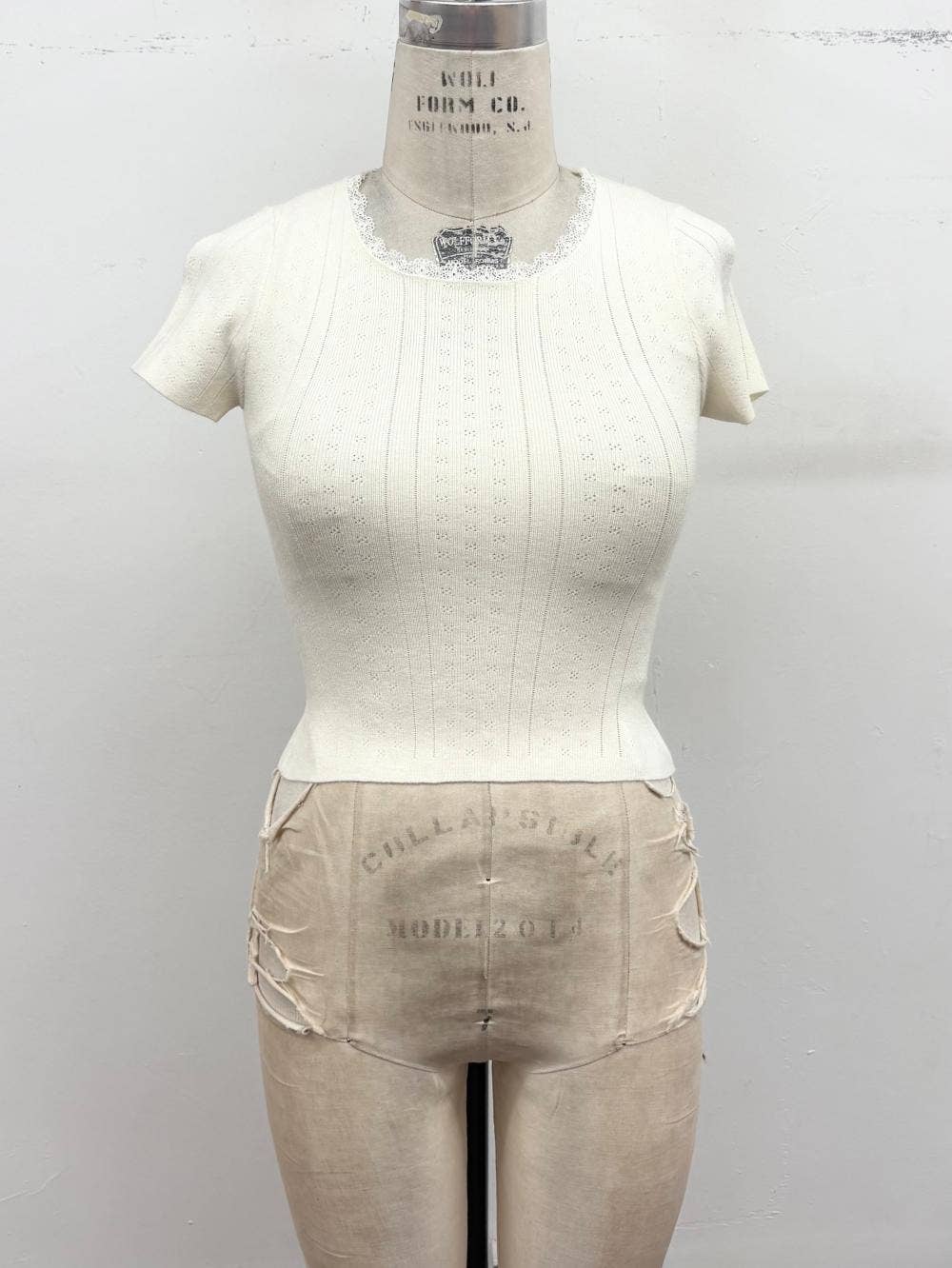 Soho Pointelle Lace Trim Tee