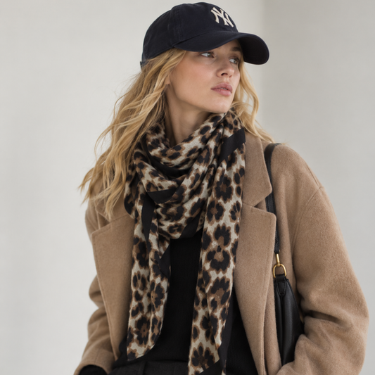 Cozy Leopard Oversized Square Scarf