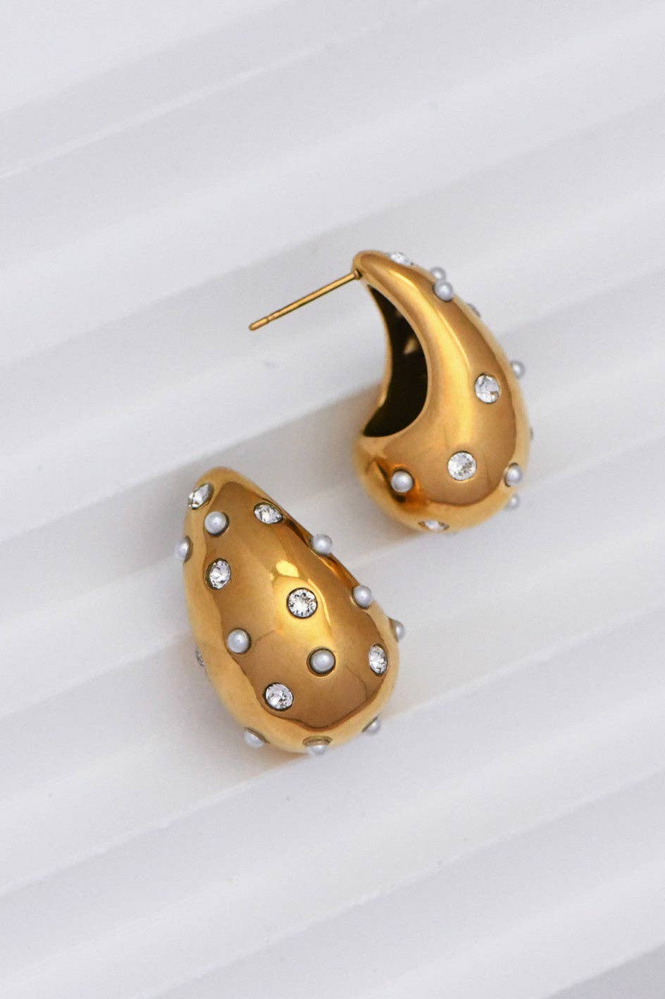 18K Gold PVD Plated Waterproof Stainless Steel Stud Earrings