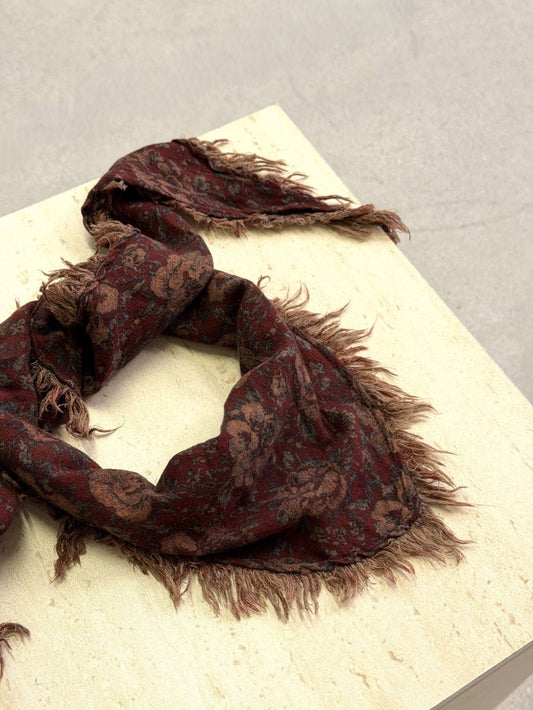 Floral Print Triangle Fringe Scarf