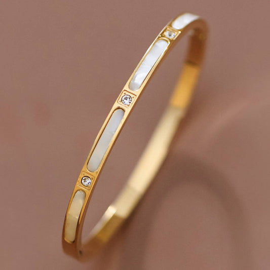 18K Gold Plated Waterproof Stainless Steel Bangle - 7604