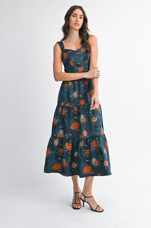 Natalia Floral Jacquard Maxi Dress
