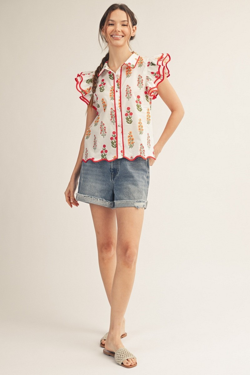 Juniper Scalloped Floral Top