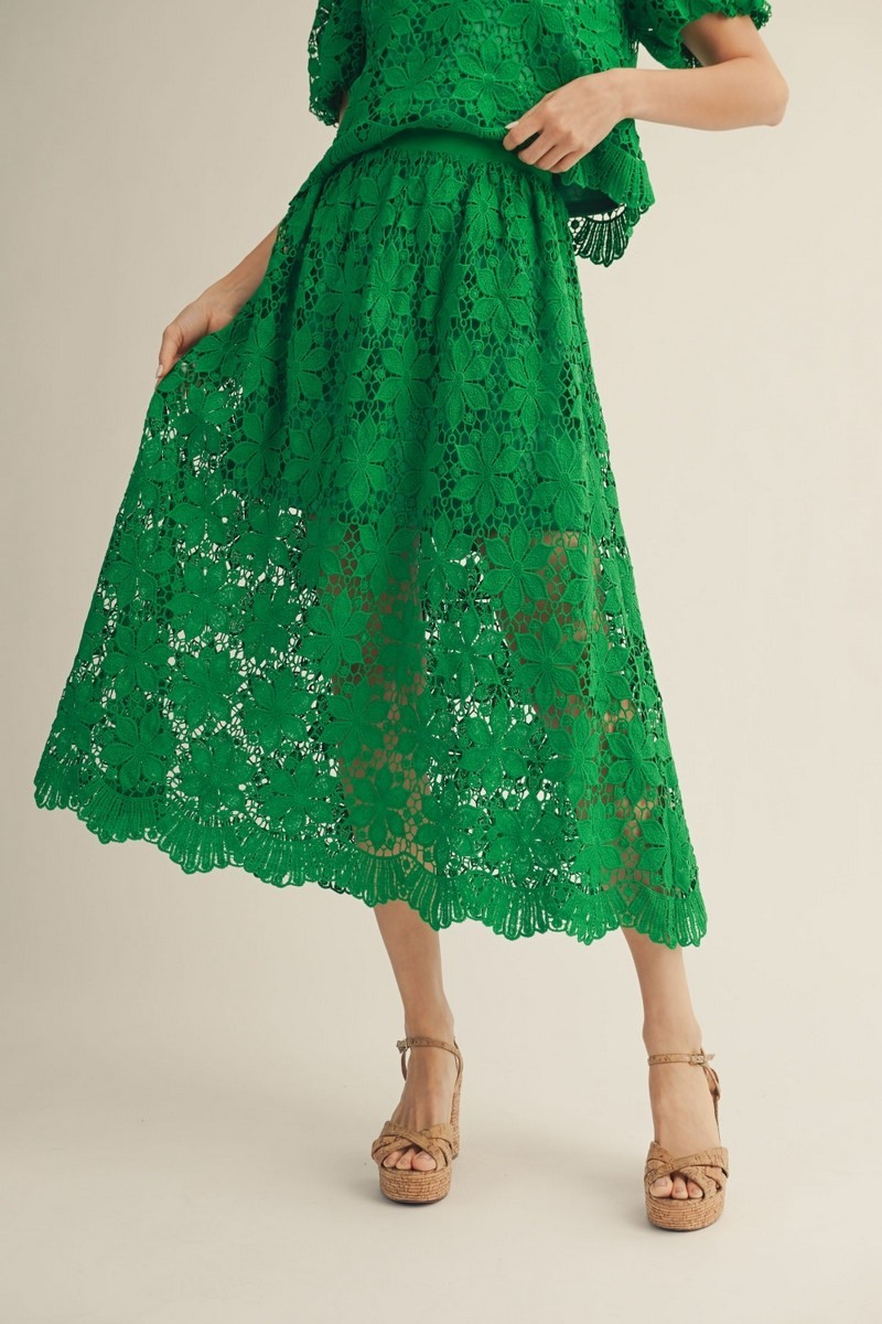 Greta Scalloped Lace Midi Skirt